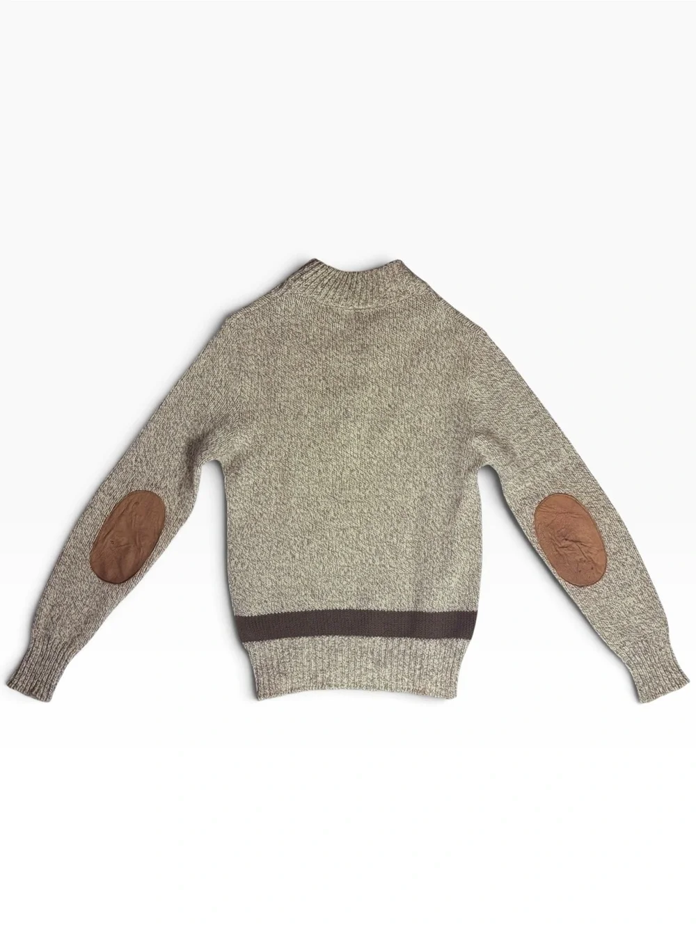 Vintage Prep Jockey International Marled Knit Henley Sweater Suede Elbow Patch